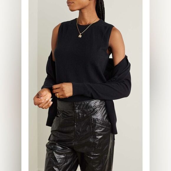 Isabel Marant Anea Coated Cotton Black Pants Trousers Straight Leg Size M - Picture 7 of 16